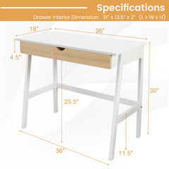 Wooden Computer Desk with Drawer for Home Office