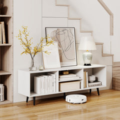 47.5 Inches TV Stand for 55-Inch TV with Compartments and Metal Legs
