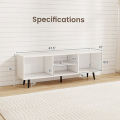 47.5 Inches TV Stand for 55-Inch TV with Compartments and Metal Legs