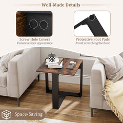 Industrial Sofa End Table with Metal Frame