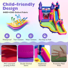 Inflatable Water Slide Princess Themed Bounce Castle with Climbing Wall 680W Blower Included