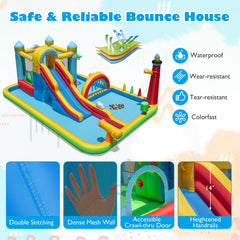Inflatable Water Slide Giant Water Park with Long Slide 750W Blower