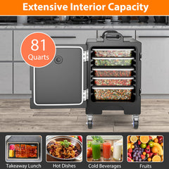 3 Pieces Stackable Insulated Food Pan Carrier 81 Quart LLDPE Food Box Carrier