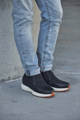 CALTO - J1433 - 3.3 Inches Taller (Black) - Casual Chunky Sole Sneaker Loafers