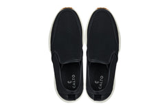CALTO - J1433 - 3.3 Inches Taller (Black) - Casual Chunky Sole Sneaker Loafers