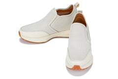 CALTO - J1434 - 3.3 Inches Taller (Off-White) - Casual Chunky Sole Sneaker Loafers