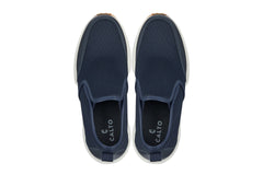 CALTO - J1435 - 3.3 Inches Taller (Dark Blue) - Casual Chunky Sole Sneaker Loafers