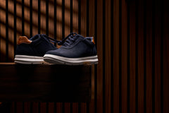 CALTO - J1582 - 2.6 Inches Taller (Nubuck Navy) - Lightweight Casual Walkers