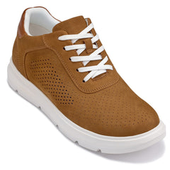 CALTO - J1583 - 2.6 Inches Taller (Nubuck Brown) - Lightweight Casual Walkers