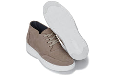 CALTO - J1770 - 3.2 Inches Taller (Khaki) - Casual Chunky Sole Boots – Soft Pebble Grain Nubuck Leather
