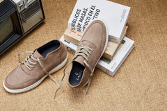 CALTO - J1770 - 3.2 Inches Taller (Khaki) - Casual Chunky Sole Boots – Soft Pebble Grain Nubuck Leather