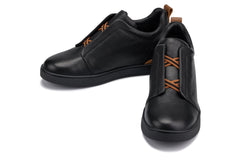 CALTO - J1931 - 2.6 Inches Taller (Black / Black Sole) - Slip-On Snoafers
