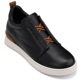 CALTO - J1932 - 2.6 Inches Taller (Black / White Sole) - Slip-On Snoafers