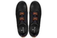 CALTO - J1932 - 2.6 Inches Taller (Black / White Sole) - Slip-On Snoafers
