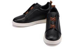 CALTO - J1932 - 2.6 Inches Taller (Black / White Sole) - Slip-On Snoafers