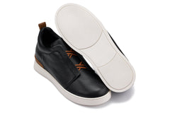 CALTO - J1932 - 2.6 Inches Taller (Black / White Sole) - Slip-On Snoafers