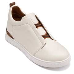 CALTO - J1933 - 2.6 Inches Taller (Off-White) - Slip-On Snoafers