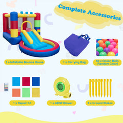 4-in-1 Jigsaw Theme Inflatable Bounce House with 480W Blower