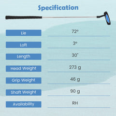 Junior Mallet Putter Individual Gold Club for Kids Ages 11-14-Blue