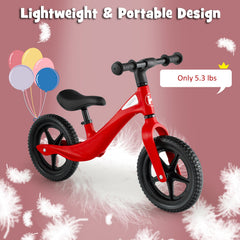 Kids Balance Bike with Rotatable Handlebar and Adjustable Seat Height-Red