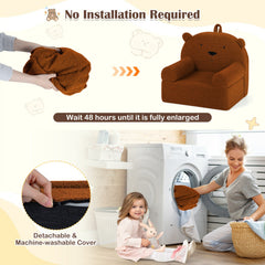 Kids Bear Sofa Toddler Foam Couch with Soft Fleece Fabric Cover