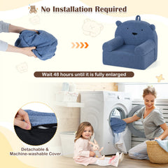 Kids Bear Sofa Toddler Foam Couch with Soft Fleece Fabric Cover
