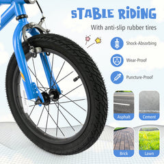 16 Inch Kids Bike LED Lighted Adjustable with Training Wheels for 4-7 Years Old Kids-16 inches