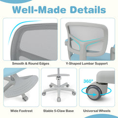 Kids Desk Chair Children Study Chair with Adjustable Height Armrest and Footrest