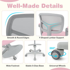 Kids Desk Chair Children Study Chair with Adjustable Height Armrest and Footrest