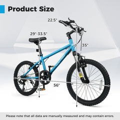 Kids Mountain Bike 20 24 Inch Child Bicycle for Boys Girls Aged 8+ Years Old Blue