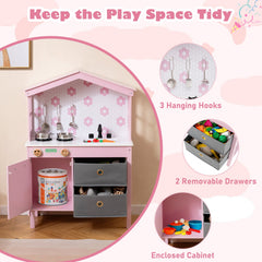 Kids Play Kitchen Children Toy Kitchen Playset with 2 Stoves and Rotation Knobs