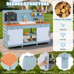 Kids Play Kitchen Set with Stoves for Boys Girls Aged 3-8-Blue