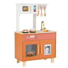 Kids Play Kitchen with Microwave and Rotation Knobs for Girls Boys Aged 3-6