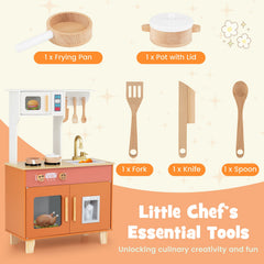 Kids Play Kitchen with Microwave and Rotation Knobs for Girls Boys Aged 3-6