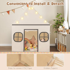 Kids Play Tent Large Playhouse with Door Curtain and Windows Star Lights