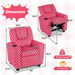 Kids Recliner Chair Push Back Toddler Reclining Armchair with Cup Holder