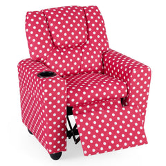 Kids Recliner Chair Push Back Toddler Reclining Armchair with Cup Holder