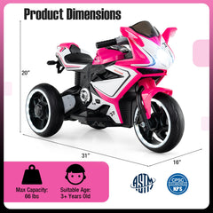 Kids Ride on Motorcycle 6V Battery Powered Mini Electric Motorbike with LED Lights