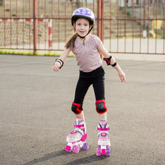 Kids Roller Skates 4 Sizes Adjustable Quad Skates with Light-up Wheels