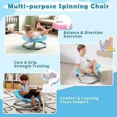 Kids Sensory Swivel Chair Cat Claw 360° Spinning Chair with Non-Slip Metal Base