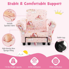 Kids Single Sofa with Cute Patterns Ergonomic Backrest and Armrests