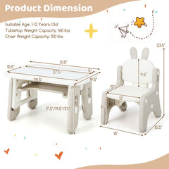 Kids Table and Chair Set with Flip-Top Bookshelf