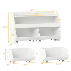 Kids Toy Storage Organizer Wooden Bookcase with 2 Movable Drawers