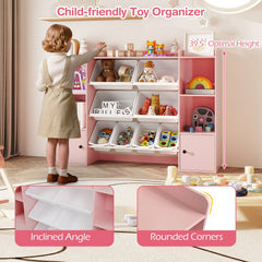 Kids Toy Storage and Bookshelf with Boxes and Open Shelves