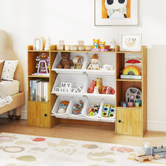 Kids Toy Storage and Bookshelf with Boxes and Open Shelves