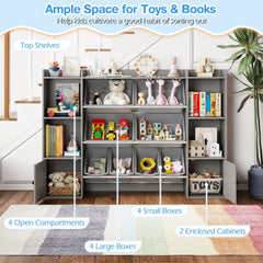 Kids Toy Storage and Bookshelf with Boxes and Open Shelves
