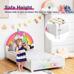 Children Twin Size Upholstered Platform Single Bed