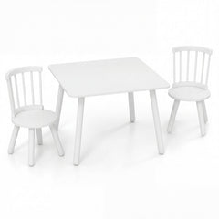 Kids Wooden Table and Chairs Set 3-Piece Toddler Furniture with Pine Wood Frame