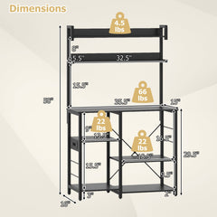 Kitchen Bakers Rack with Power Outlet 5-Tier Microwave Oven Stand with LED Lights