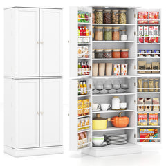 Kitchen Pantry Cabinet 65.5 Inch Freestanding Tall Buffet Cupboard
